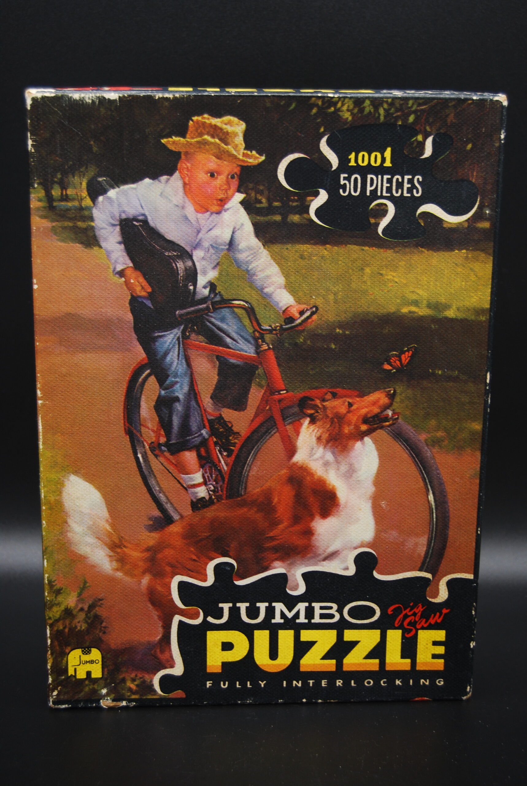 wereld Maken barbecue Vintage puzzel Jumbo fietsende jongen-hond|What's New Today?
